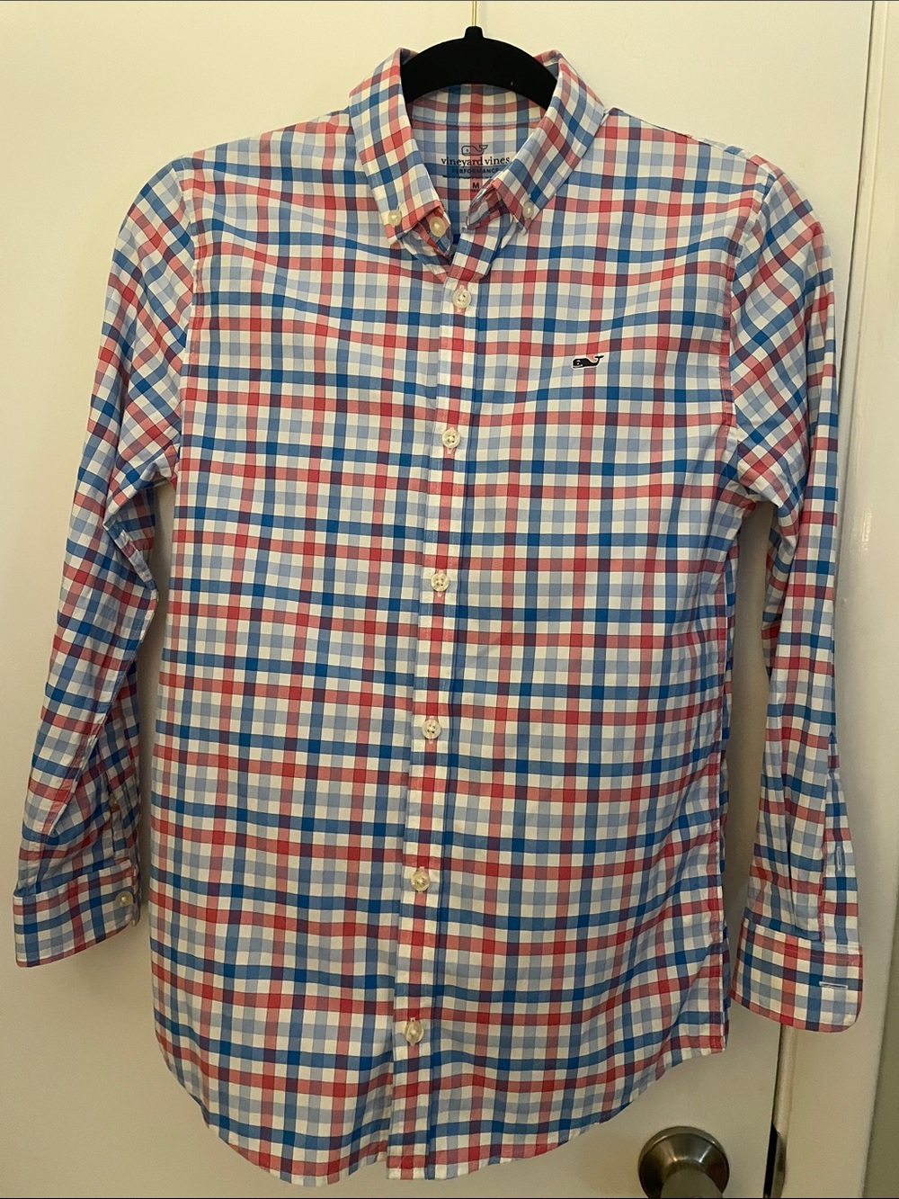 Vineyard Vines Blue, Red & White Plaid Button-Down Shirt